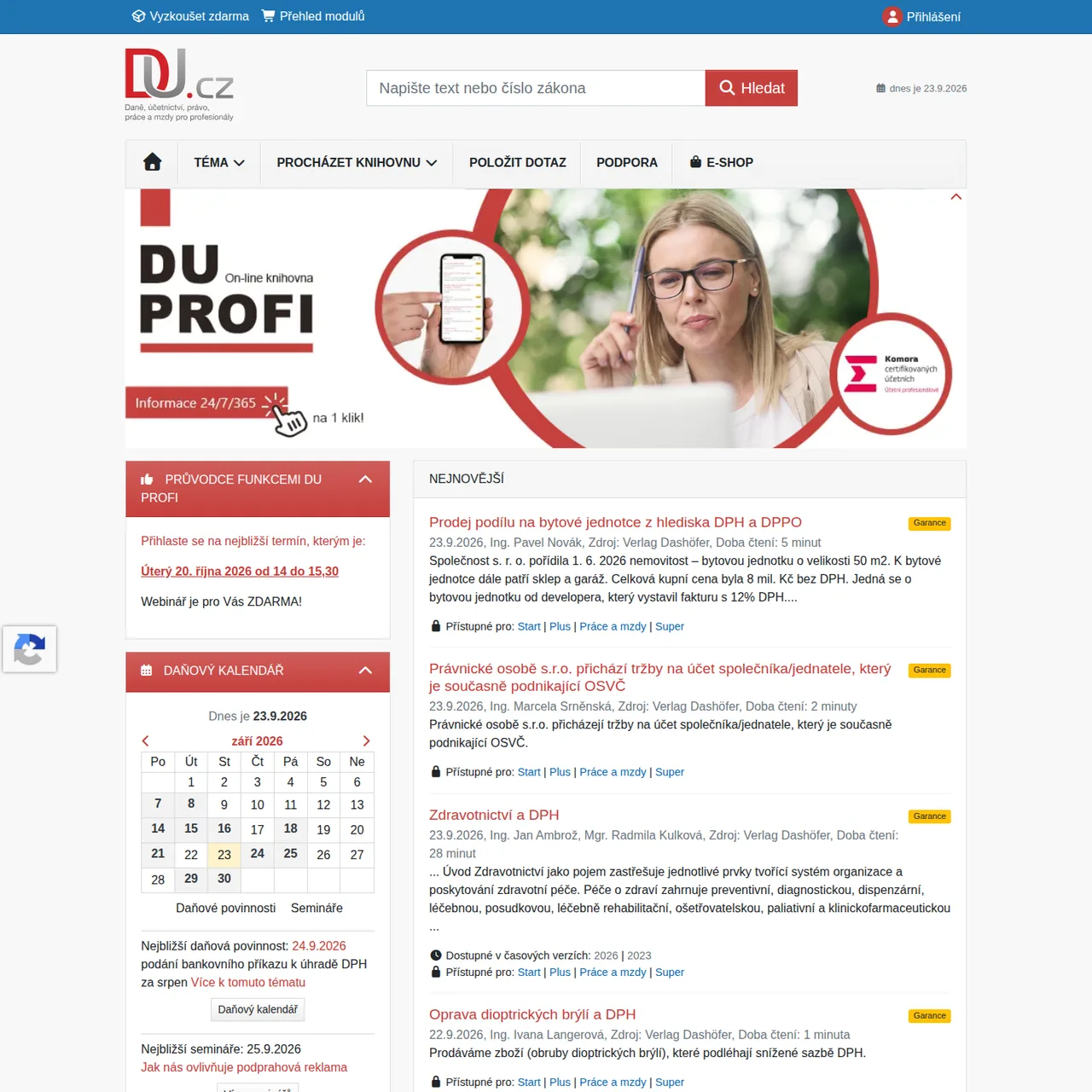 Screenshot před redesignem: DU.cz – Verlag Dashöfer