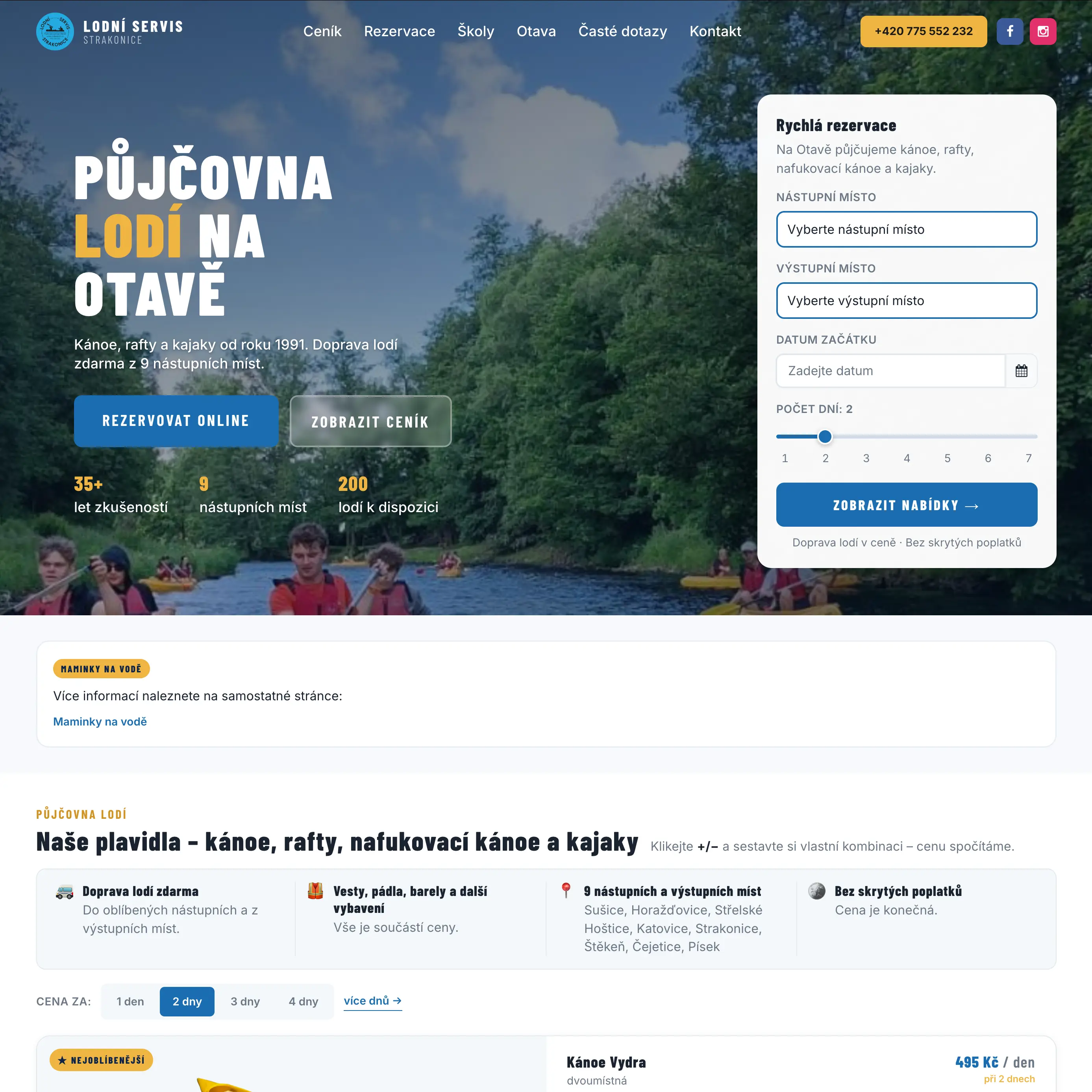 Screenshot: Lodní servis Strakonice